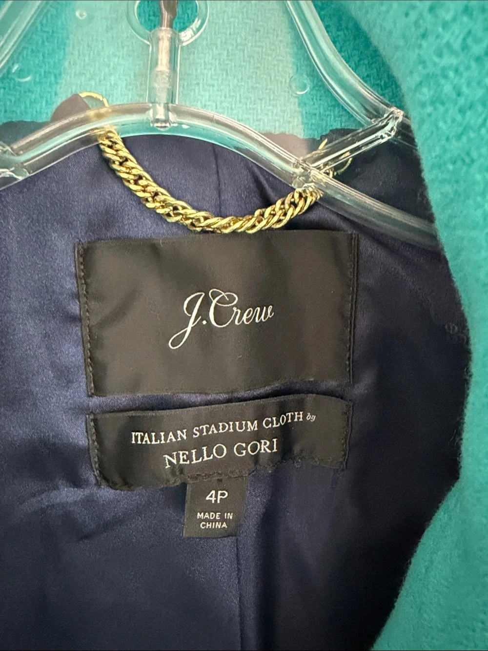 J. Crew Teal Wool-Blend Stand Collar Pea Coat - Picture 2 of 5